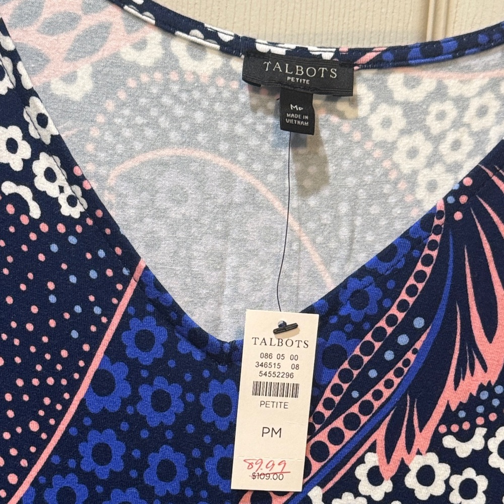 Talbots Sleeveless Paisley & Dot Maxi Dress - Blue & Pink - Picture 3 of 6